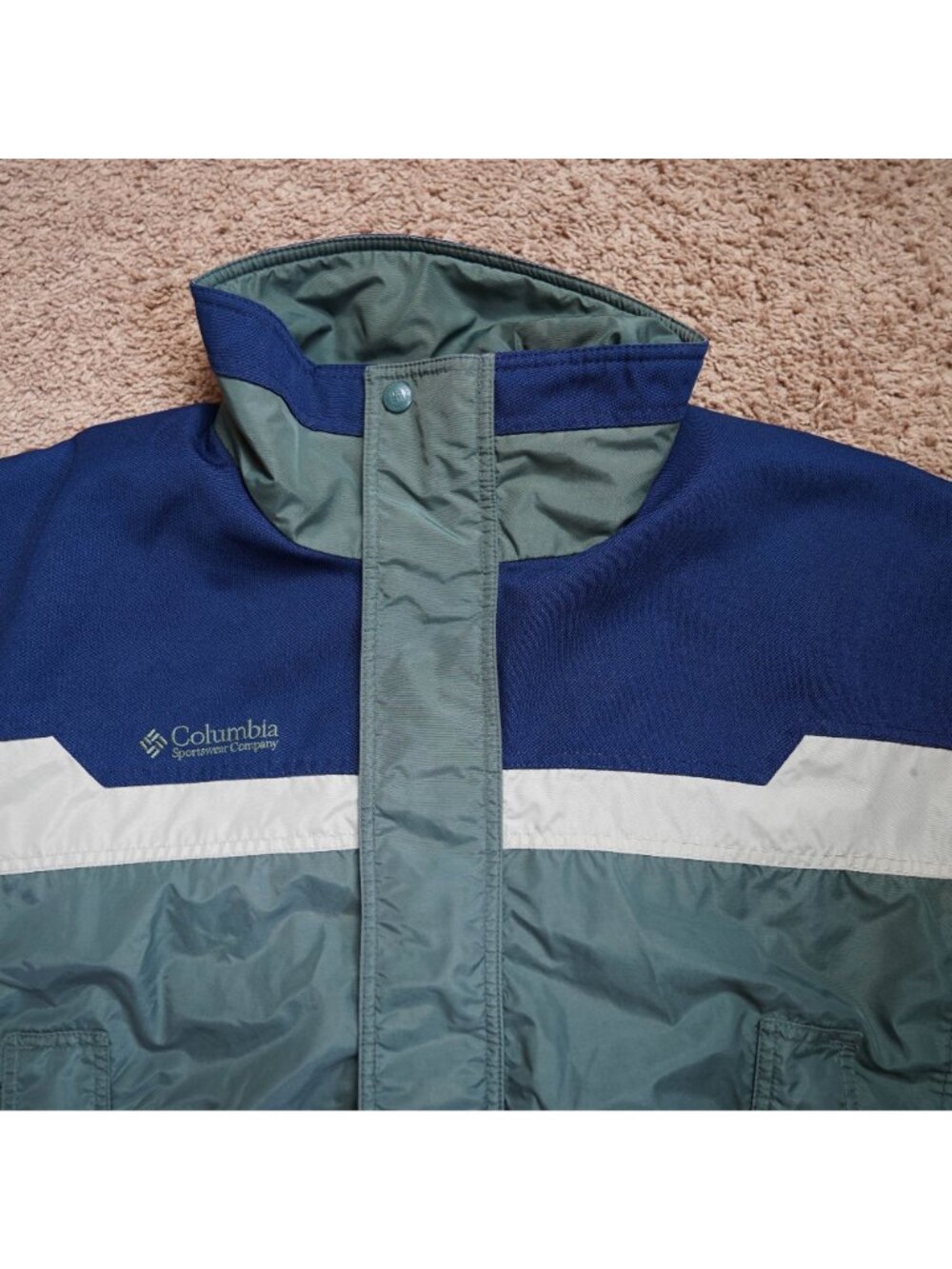 Y2K Columbia Bugaboo Jacket Mens L Green ColorBlock Winter Coat Shell Only - Picture 3 of 11